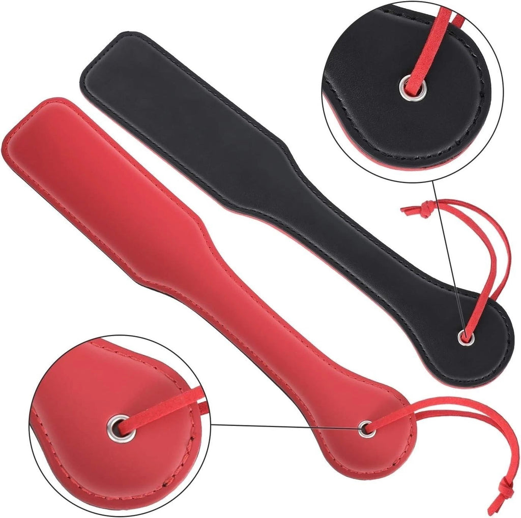 Sensory Craft Premium PU Leather Paddle | Double-Sided Black & Red Faux Leather Paddle