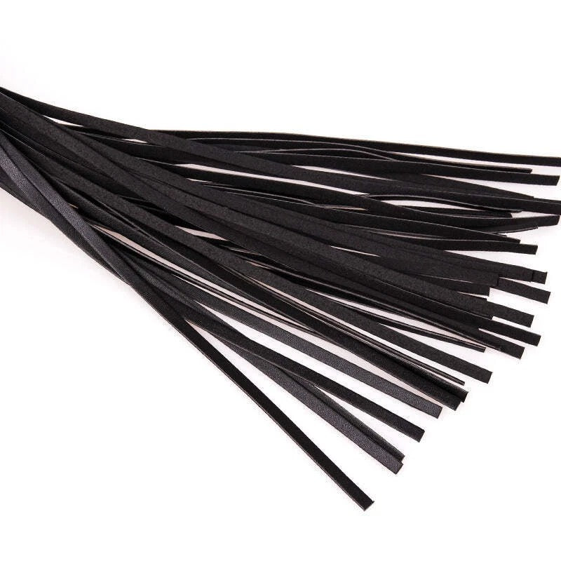 Sensory Craft Black Glitter Handle PU Leather Flogger | Premium Faux Leather Tassel Whip