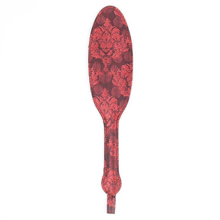 Sensory Craft Red Floral Brocade PU Leather Paddle | Premium Faux Leather Paddle