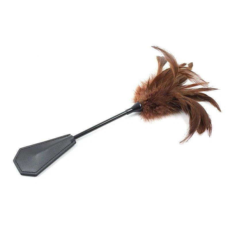 Sensory Craft Feather Tickler & PU Leather Paddle | Premium Feather Teaser Wand