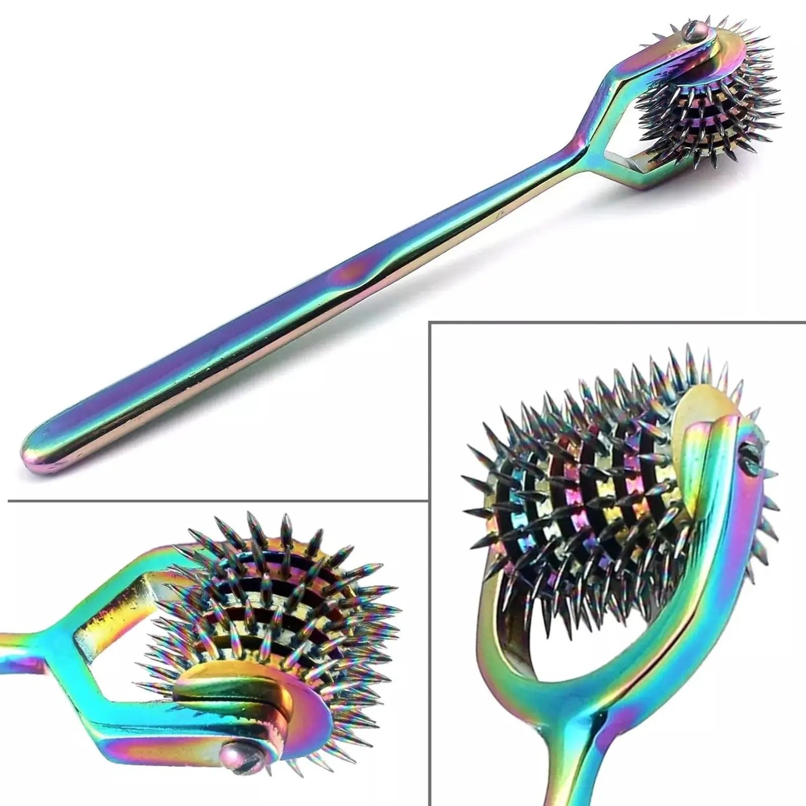 Wartenberg Pinwheel Nerve Tester Set – Multi-Row (1, 3, 5, 7 Wheel) Stainless Steel Sensory Reflex Tools – Rainbow Finish