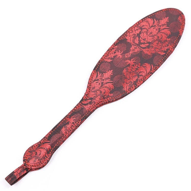 Sensory Craft Red Floral Brocade PU Leather Paddle | Premium Faux Leather Paddle