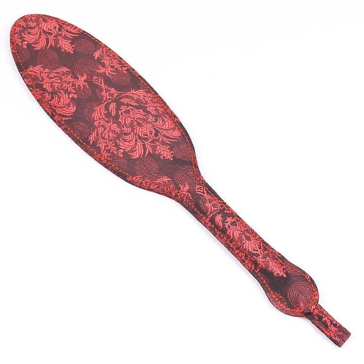 Sensory Craft Red Floral Brocade PU Leather Paddle | Premium Faux Leather Paddle