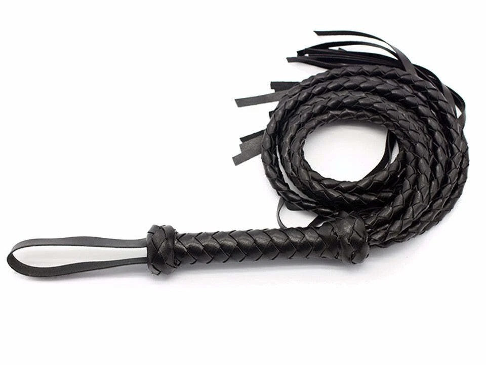 Sensory Craft Premium Red & Black Braided PU Leather Whip | Handcrafted Faux Leather Whip